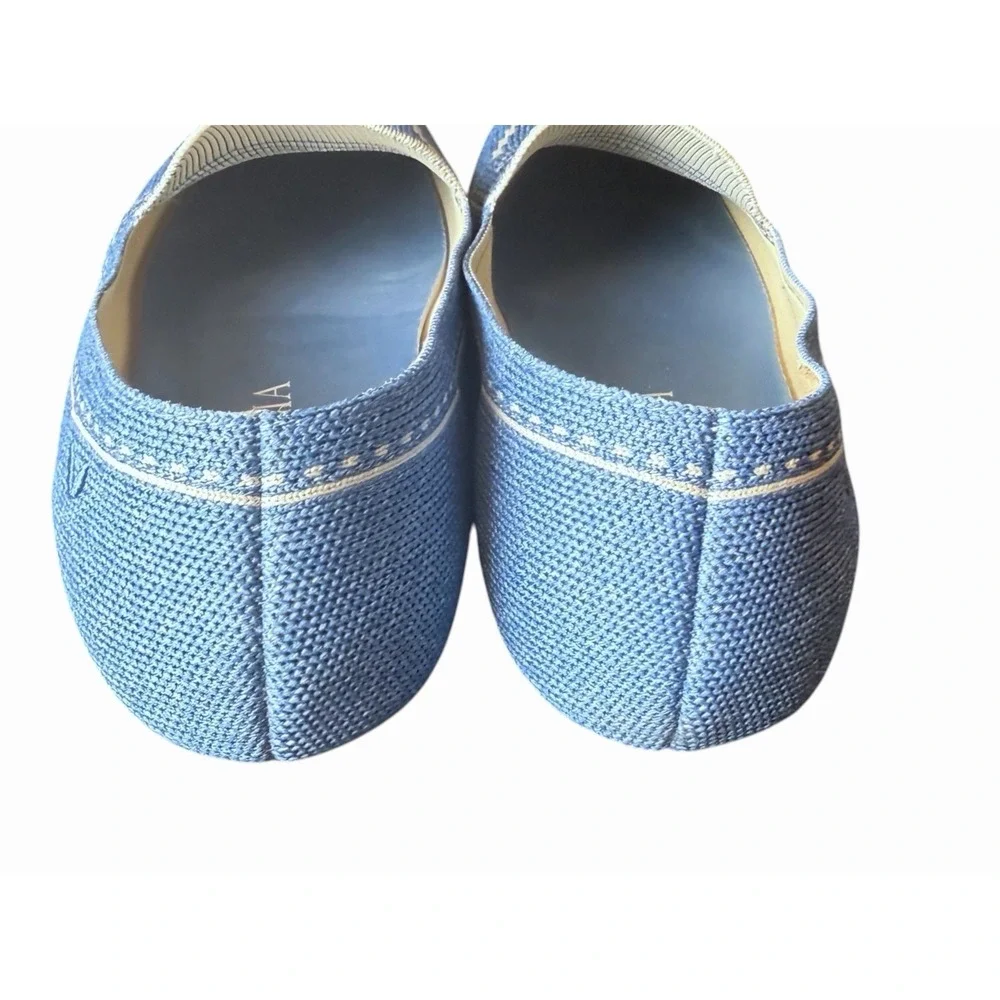 VIVAIA Sierra Square Toe Loafers Slip On Flat Shoes Denim Blue Size EU 40 US 9